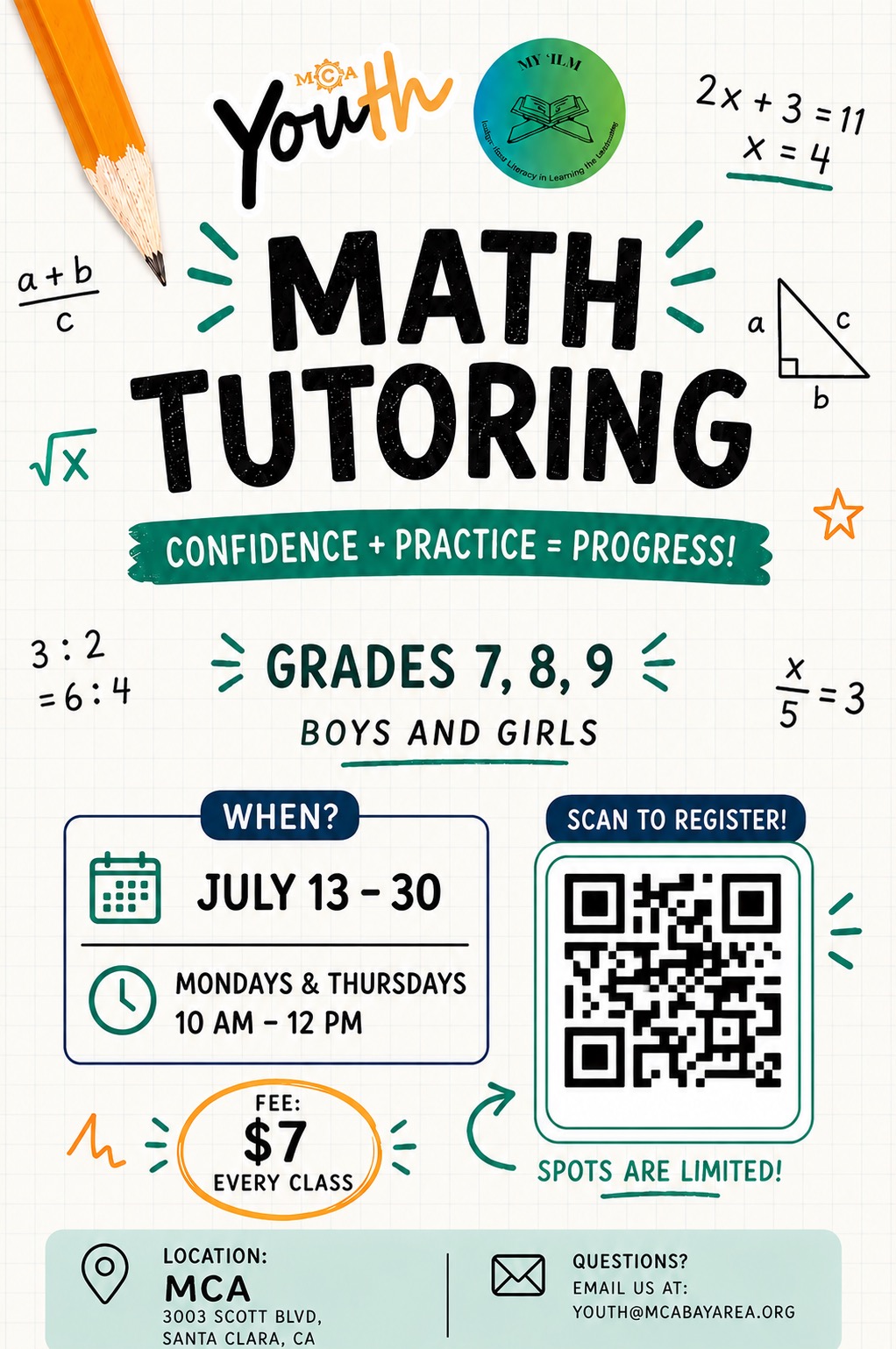 MCA Youth x My 'Ilm- Summer math tutoring program